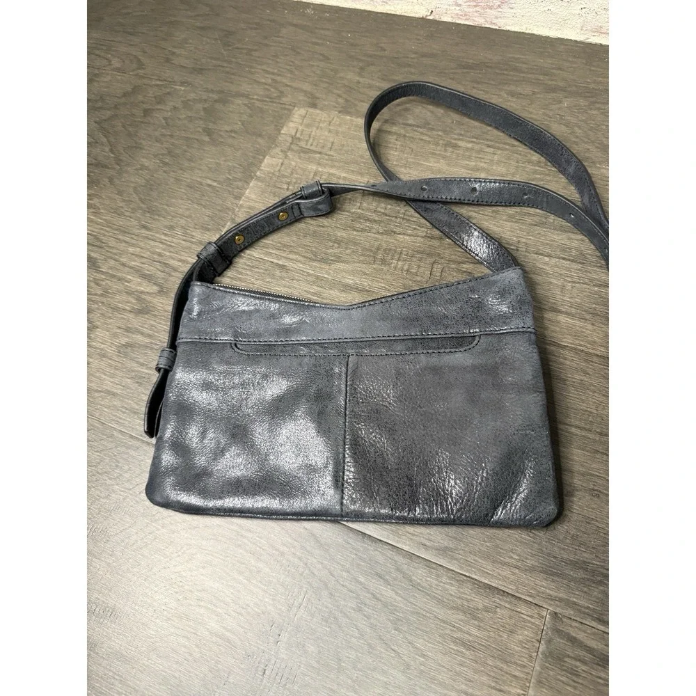 Hobo International Large Black‎ Distressed Leather Crossbody Handbag Good